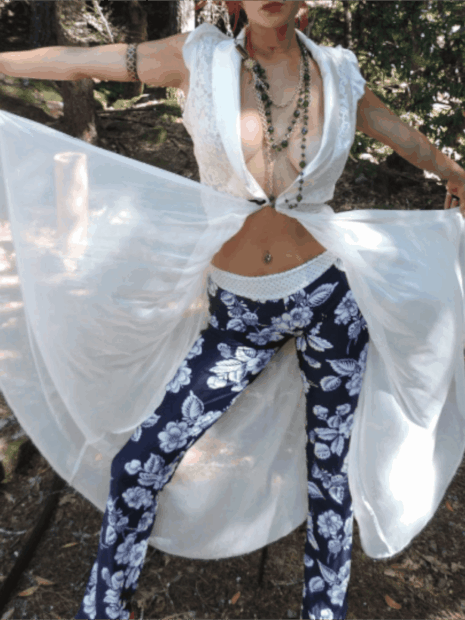 Women's One of a Kind  Lace Paneled Sheer Silk Long Hollywood Glamour Dressing Robe