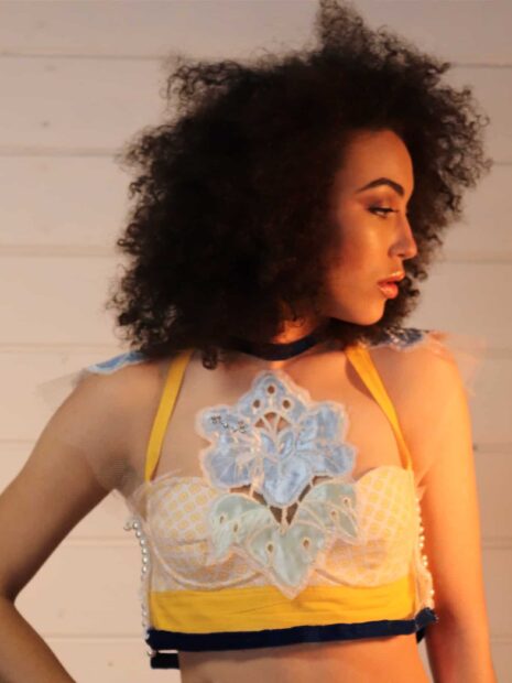 August Valentine Sustainable Luxury Bloom Mesh Crop Top