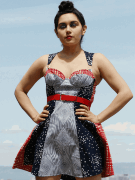 Handmade Geometric Panel Party Dress