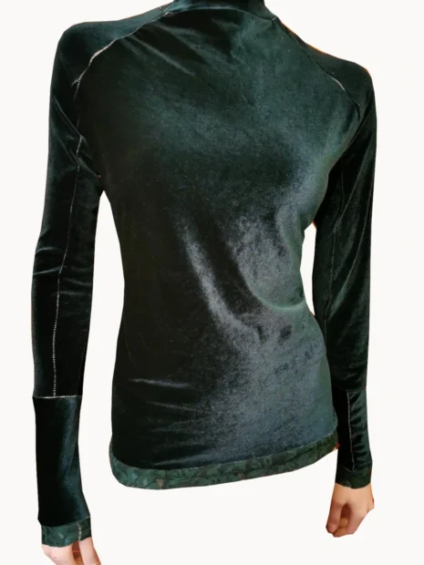 Emerald Green Stretch Velvet Bonfire Sweater
