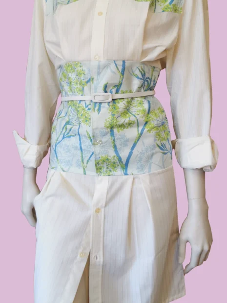 Blue Beaches Garden Button Up Shirt Dress