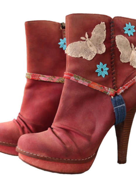 Passion Practice Butterfly Red Suede Platform Boots