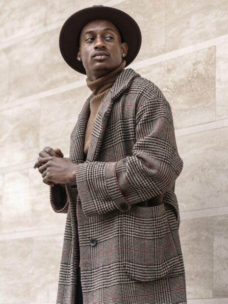 Houndstooth Wool Coat